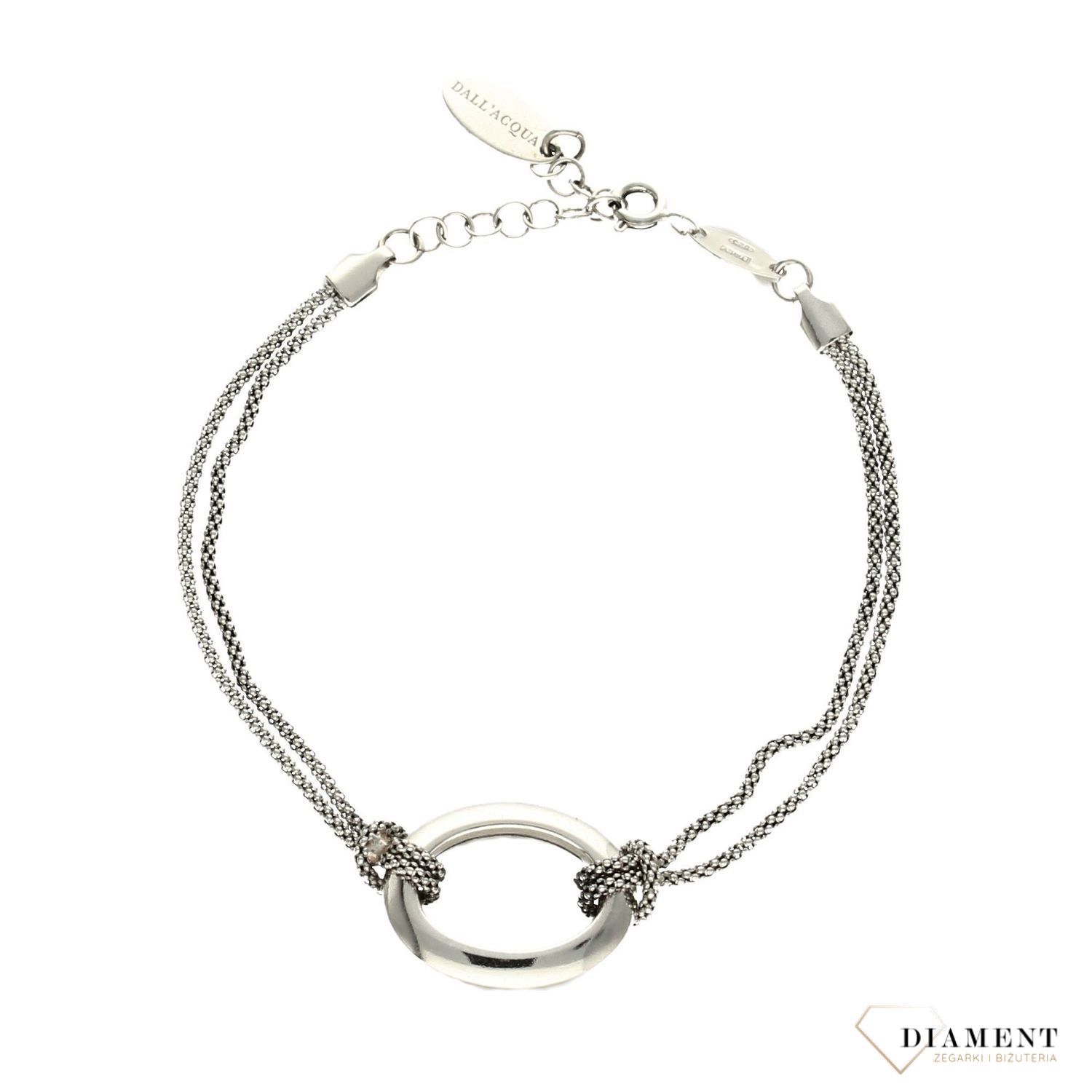 Bransoletka srebrna owalny kształt zawieszki Dall'Acqua B RM 064 dv.jpg